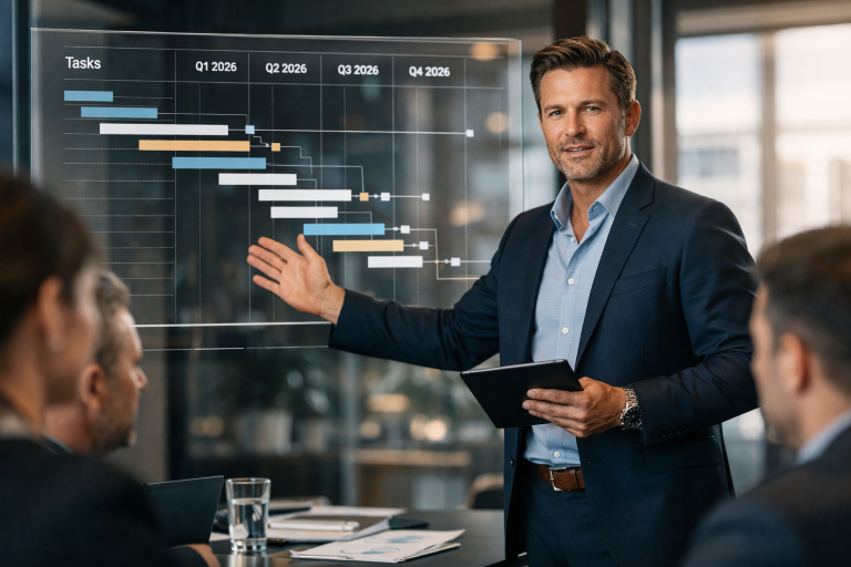 Gestionnaire de projet en réunion