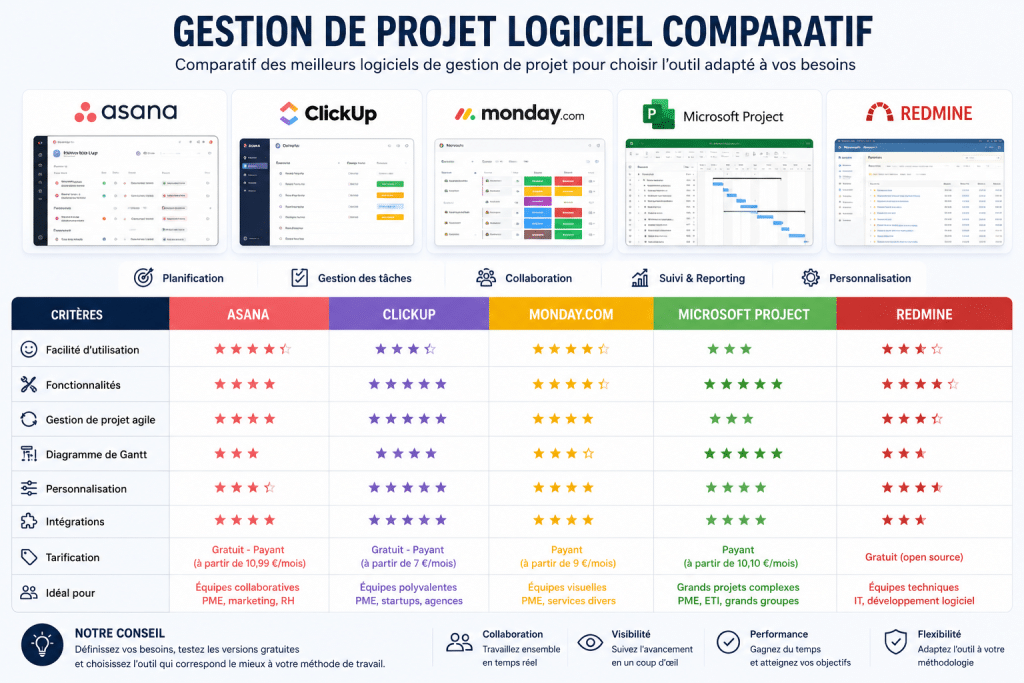 Le comparatif des logiciels de gestion de projet